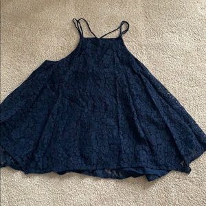 Abercrombie & Fitch navy lace Aline top medium